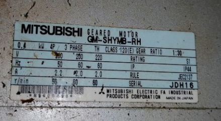 三菱马达GM-SHYMB-RH 0.4KW 1:3...