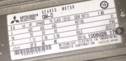 日本三菱减速电机GM-D 0.4KW 4P 1/3...